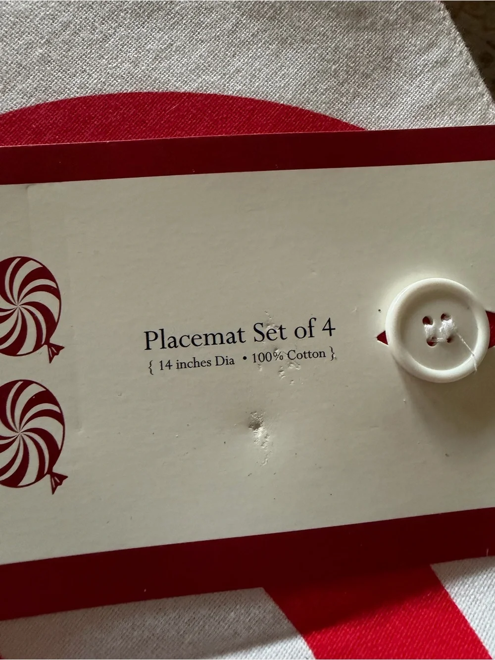 NWT Set of 4 Peppermint Candy Swirl Round Placemats – Converts to Table runner